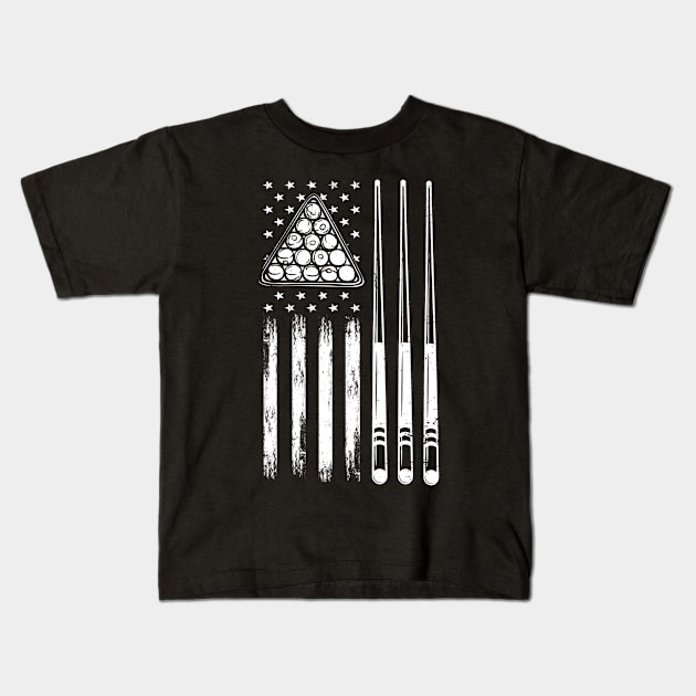 American Flag Billiard Pool Player Kids T-Shirt by Happy Shirt